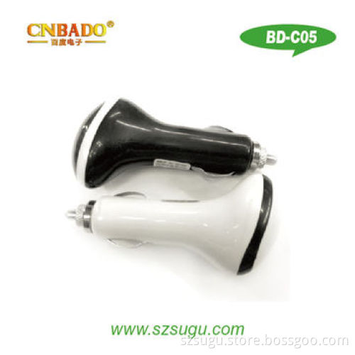 White and black circle USB car charger